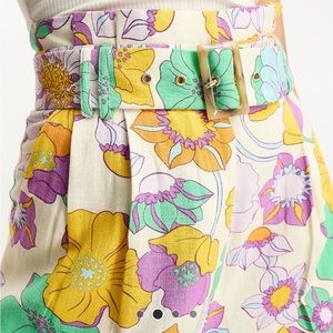 Linen wide leg floral pants